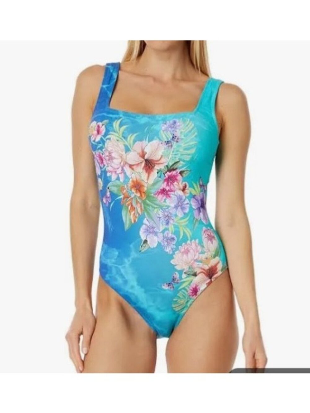 Johnny Was Swimsuit Women Sz XS Floral Square Neck One Piece Nwt $138 - Picture 3 of 11